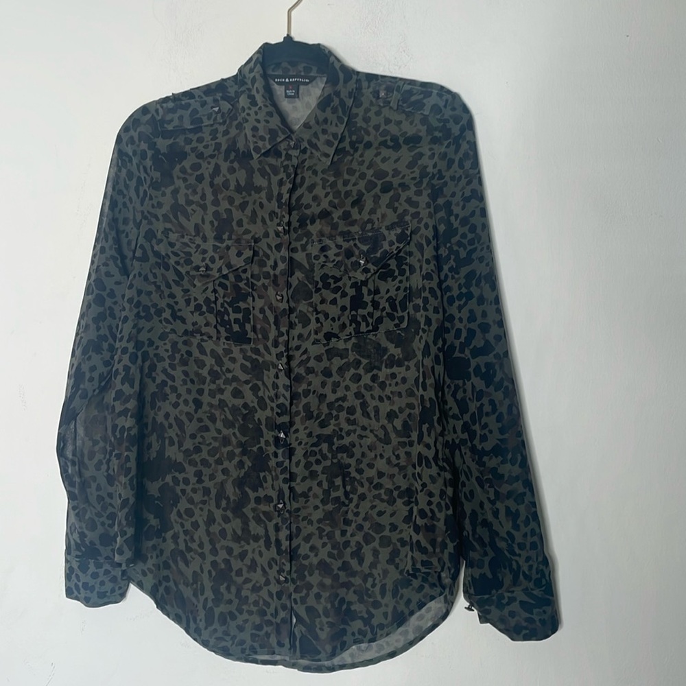 Rock & Republic chetah print small translucent blouse​